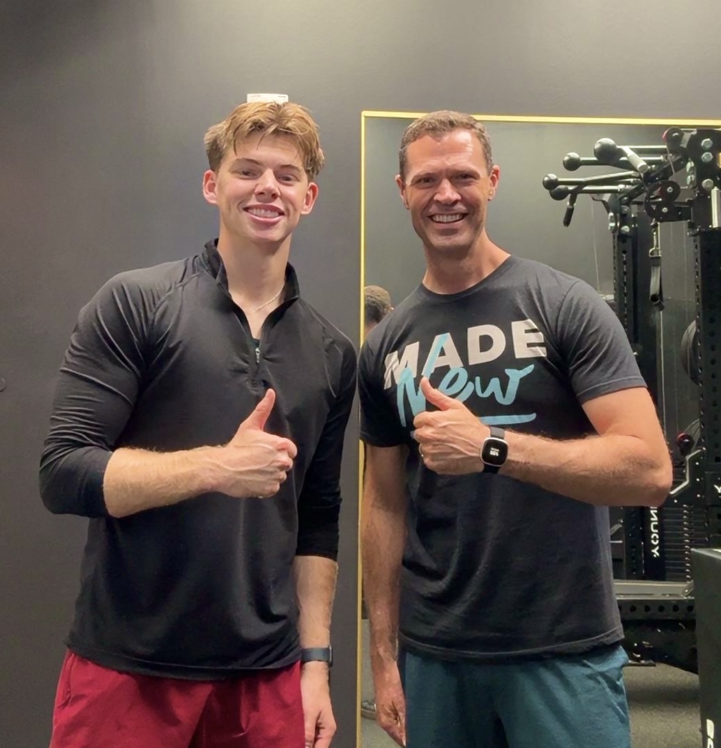Josh Pedde with coach Jackson Findley after an in-person training session